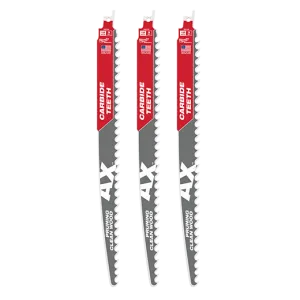 12 In. 3 Tpi The Ax With Carbide Teeth For Pruning & Clean Wood Sawzall Blade 3pk