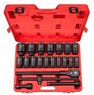 3/4 Inch Drive Deep 6-Point Impact Socket Set. 22-Piece (7/8-2 in.)