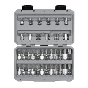 3/8 Inch Drive Torx/TR Torx Bit & External Star Socket Set. 36-Piece (T10-T60. TR10-TR60. E4-E20)