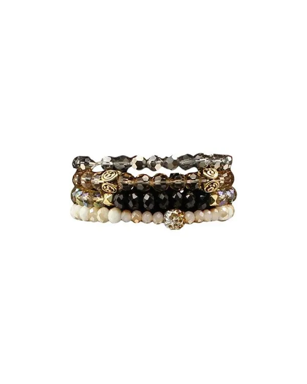 4 Strand Beaded Stretch Bracelet Set