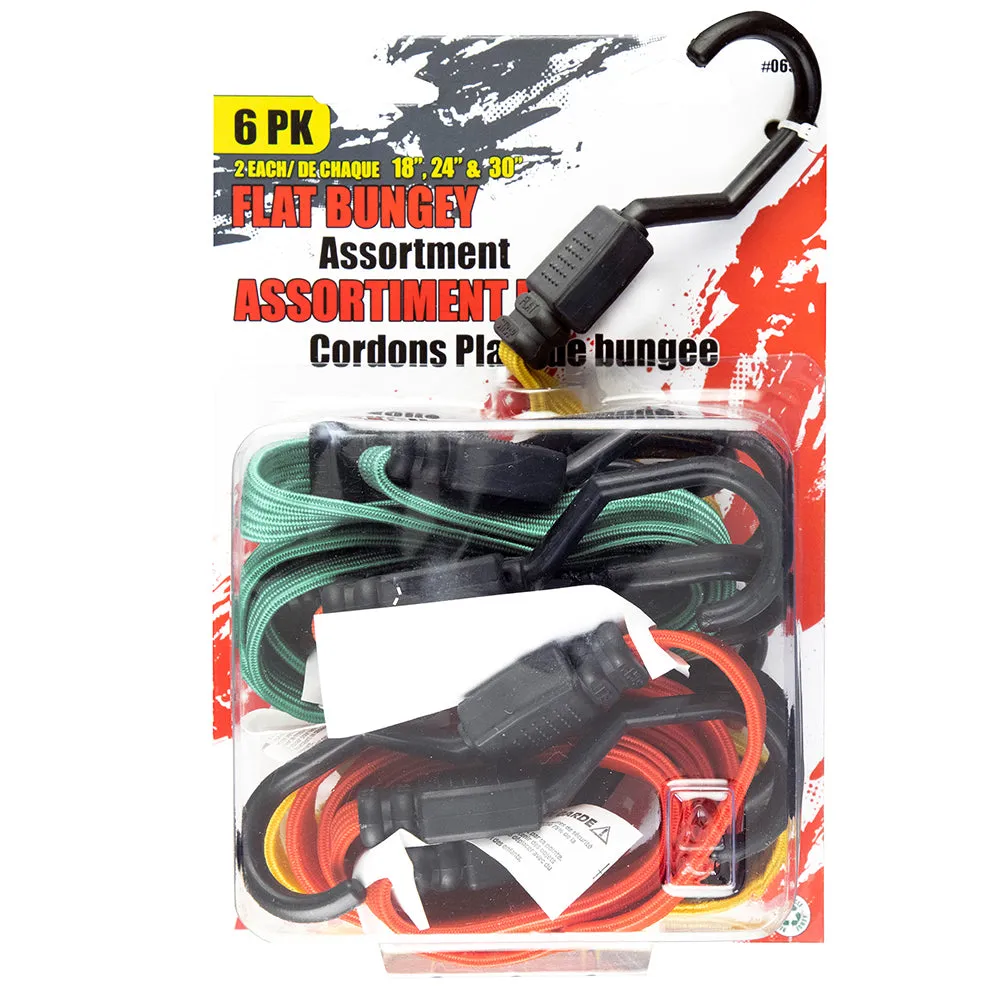 6-Pack Assorted Flat Bungee Cords