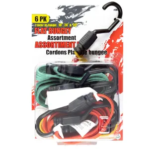 6-Pack Assorted Flat Bungee Cords
