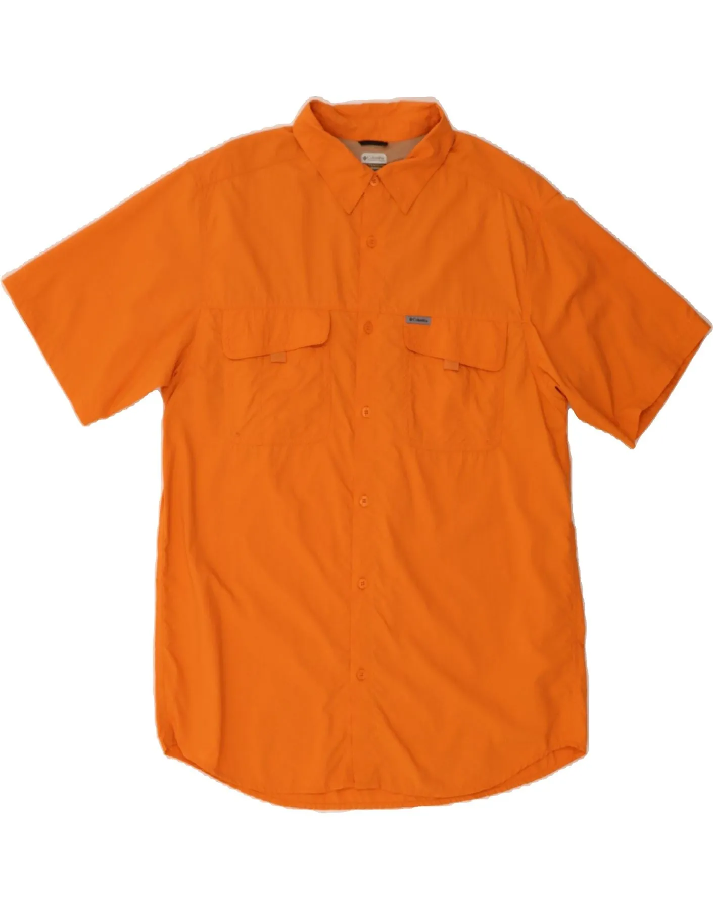 COLUMBIA Mens Short Sleeve Shirt XL Orange Nylon