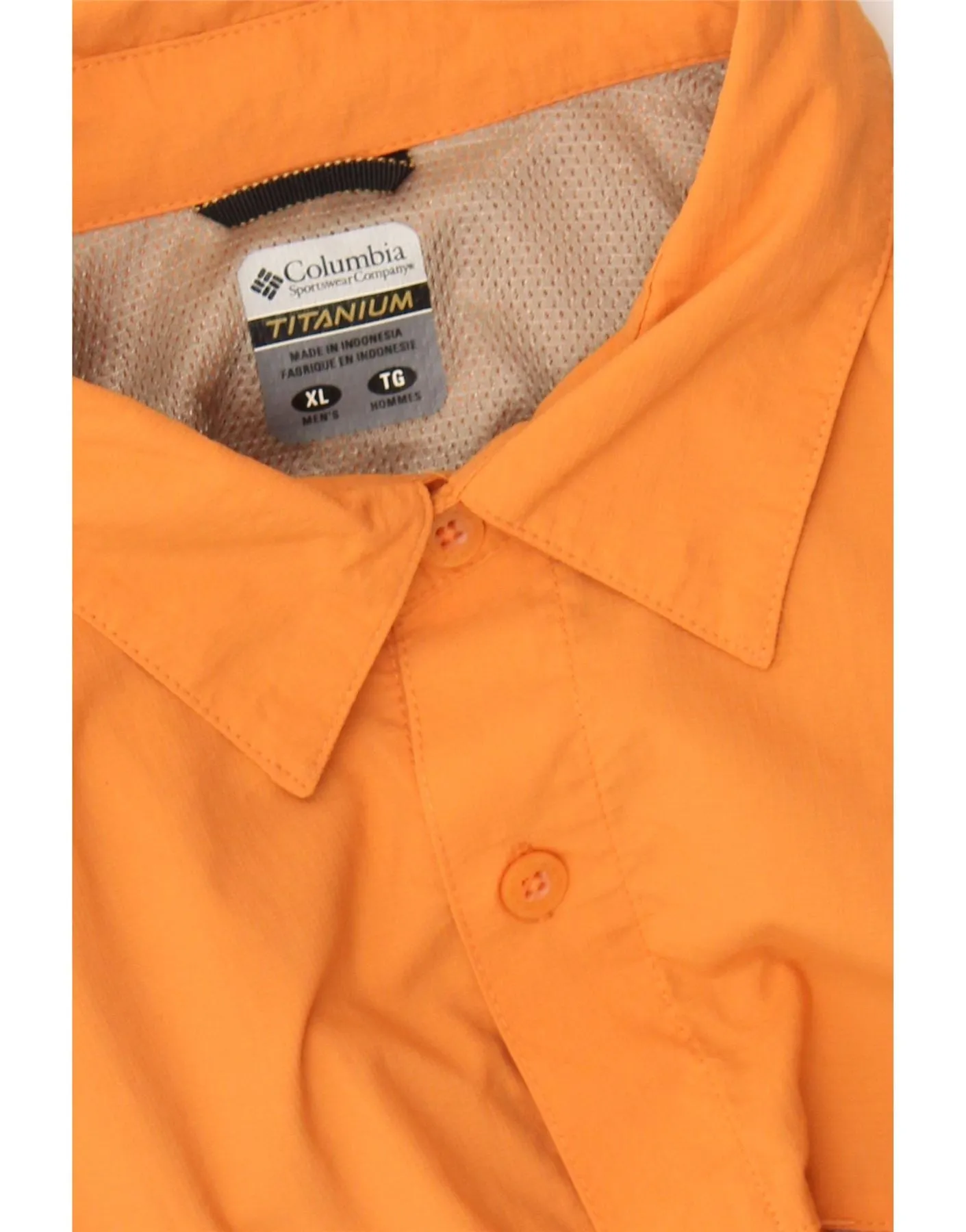 COLUMBIA Mens Short Sleeve Shirt XL Orange Nylon