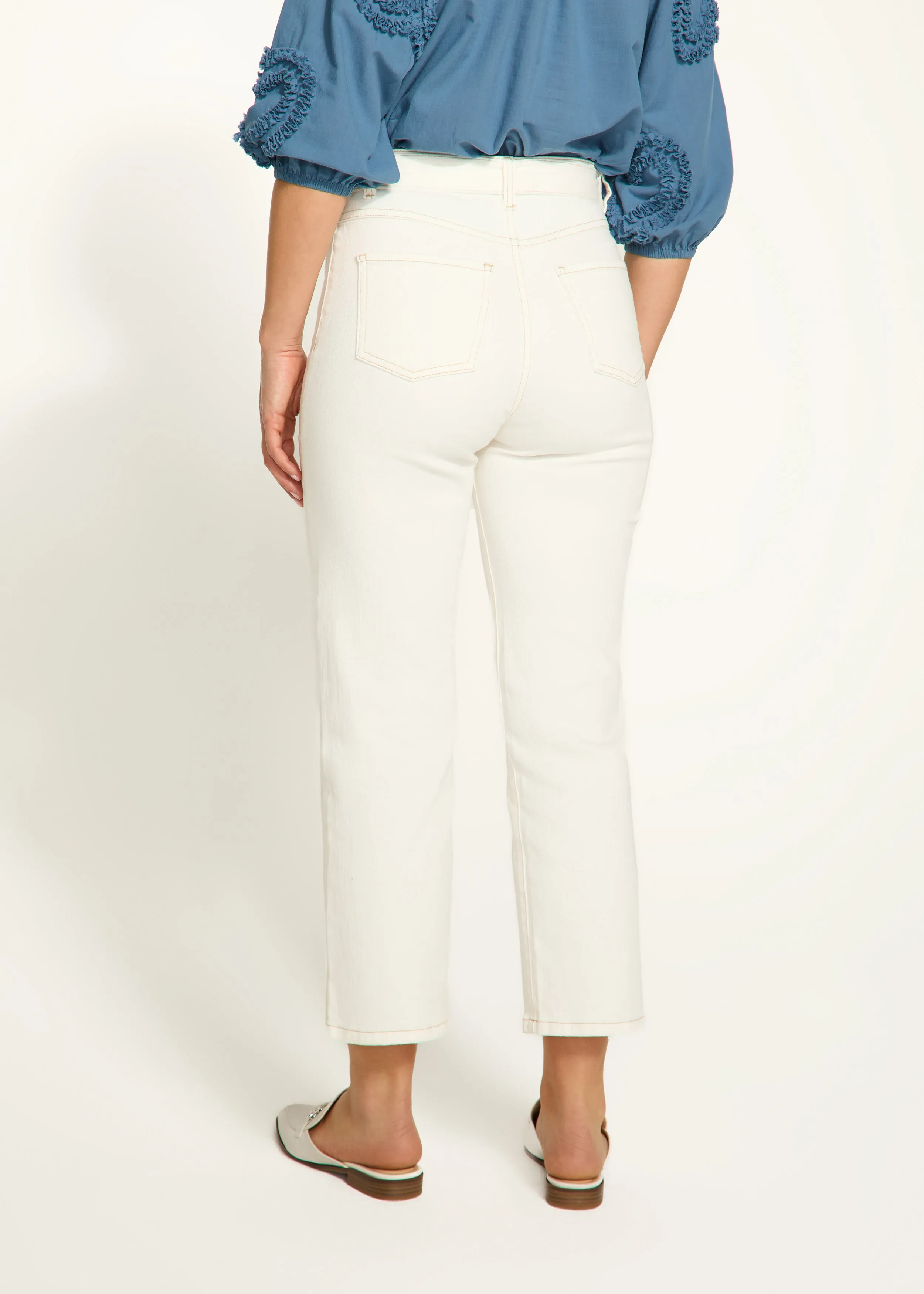 Suzanne Straight Crop Denim, Ivory