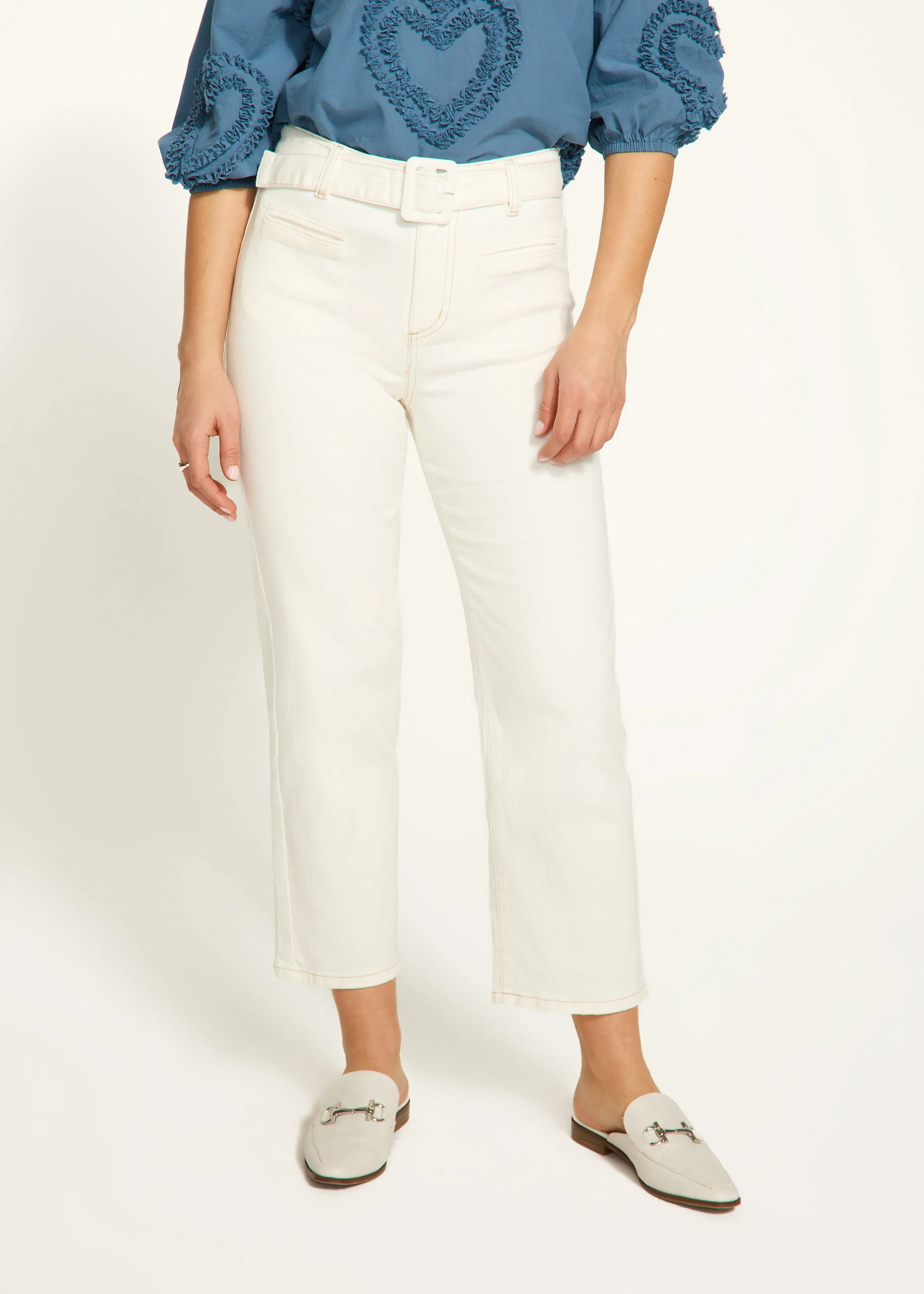 Suzanne Straight Crop Denim, Ivory
