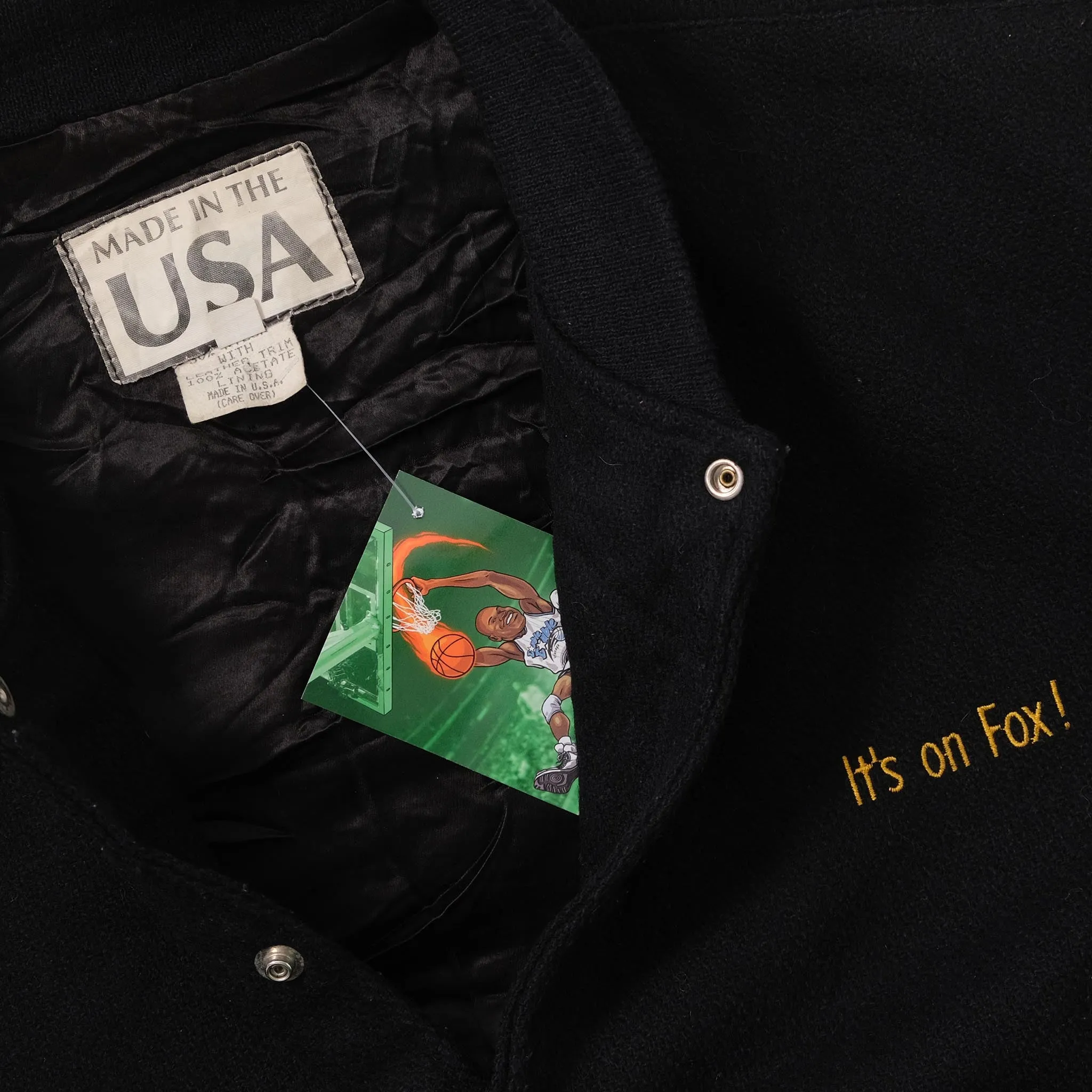 Vintage Fox Wool Leather Varsity Jacket Large