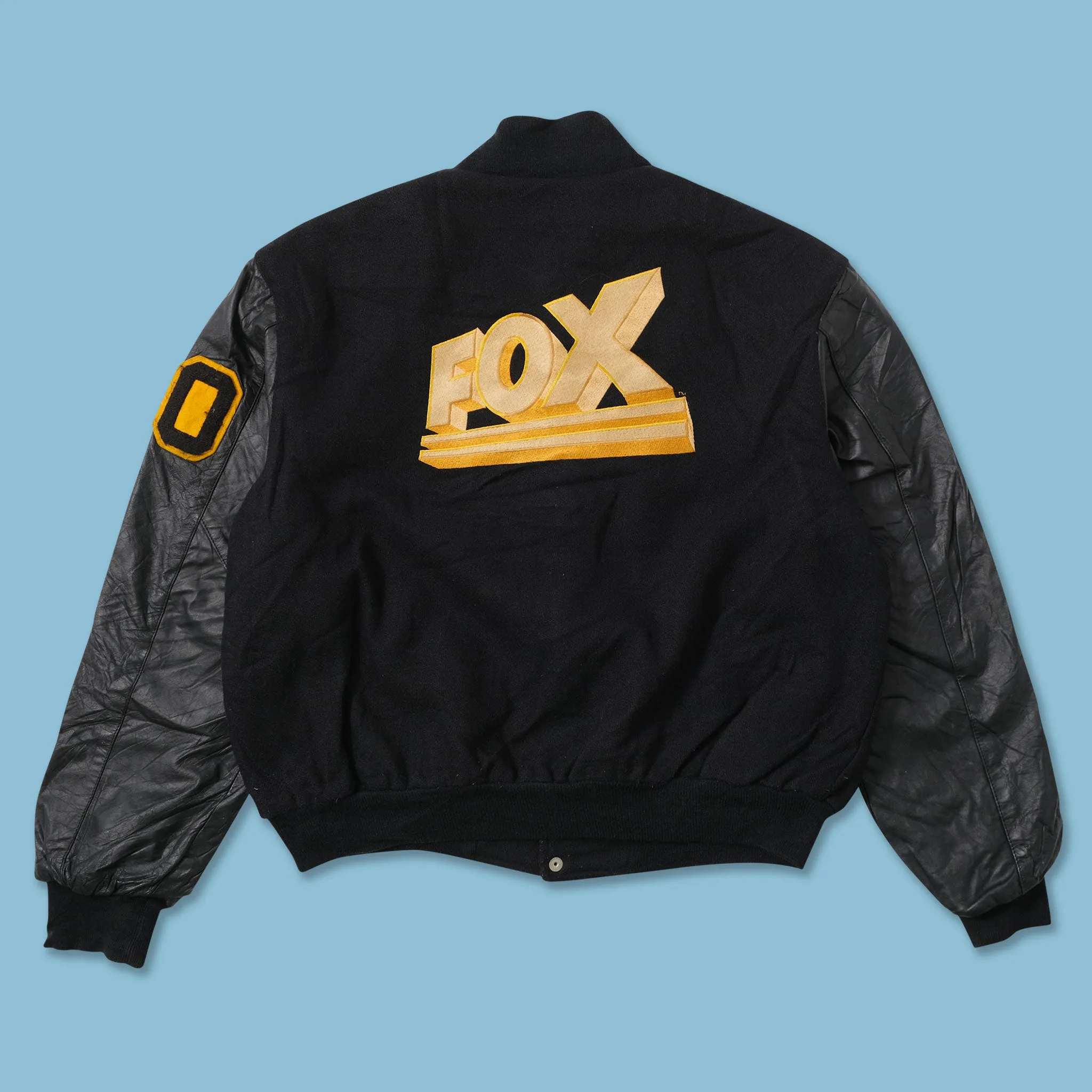Vintage Fox Wool Leather Varsity Jacket Large
