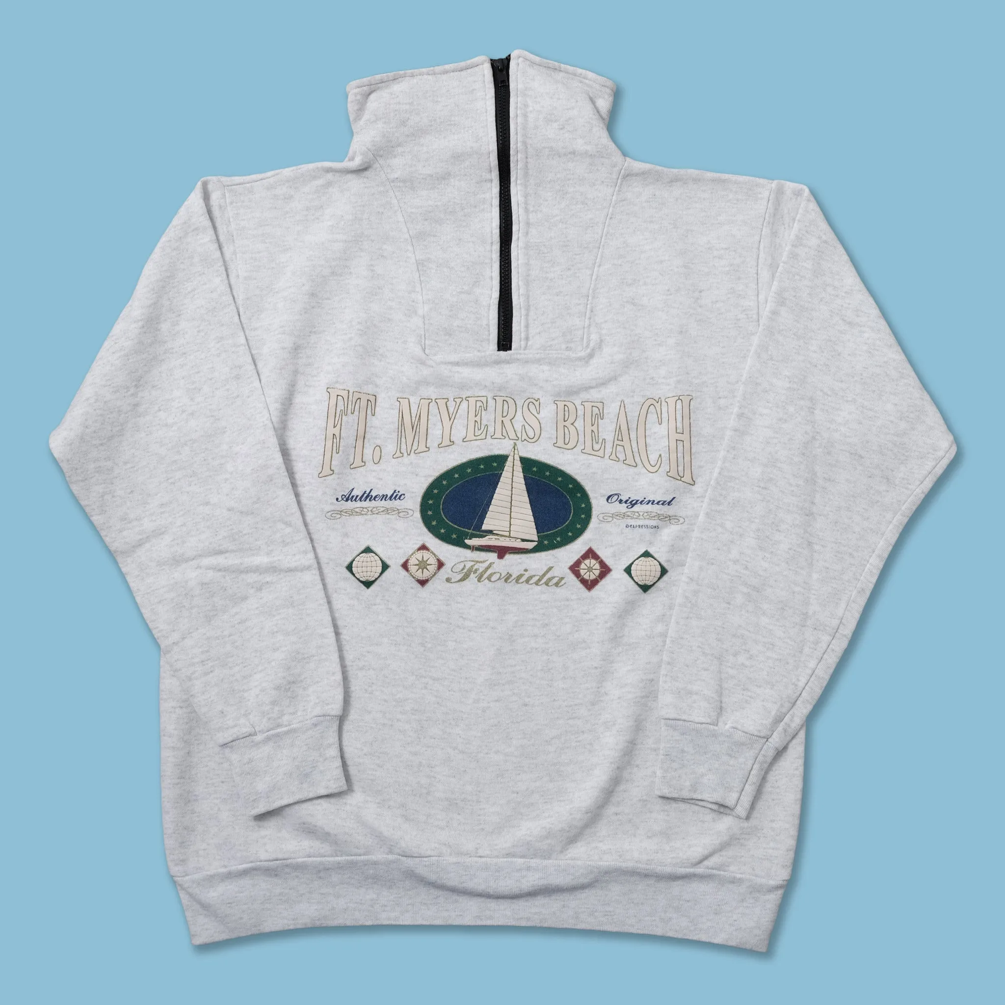 Vintage Ft. Myers Beach Q-Zip Sweater Medium