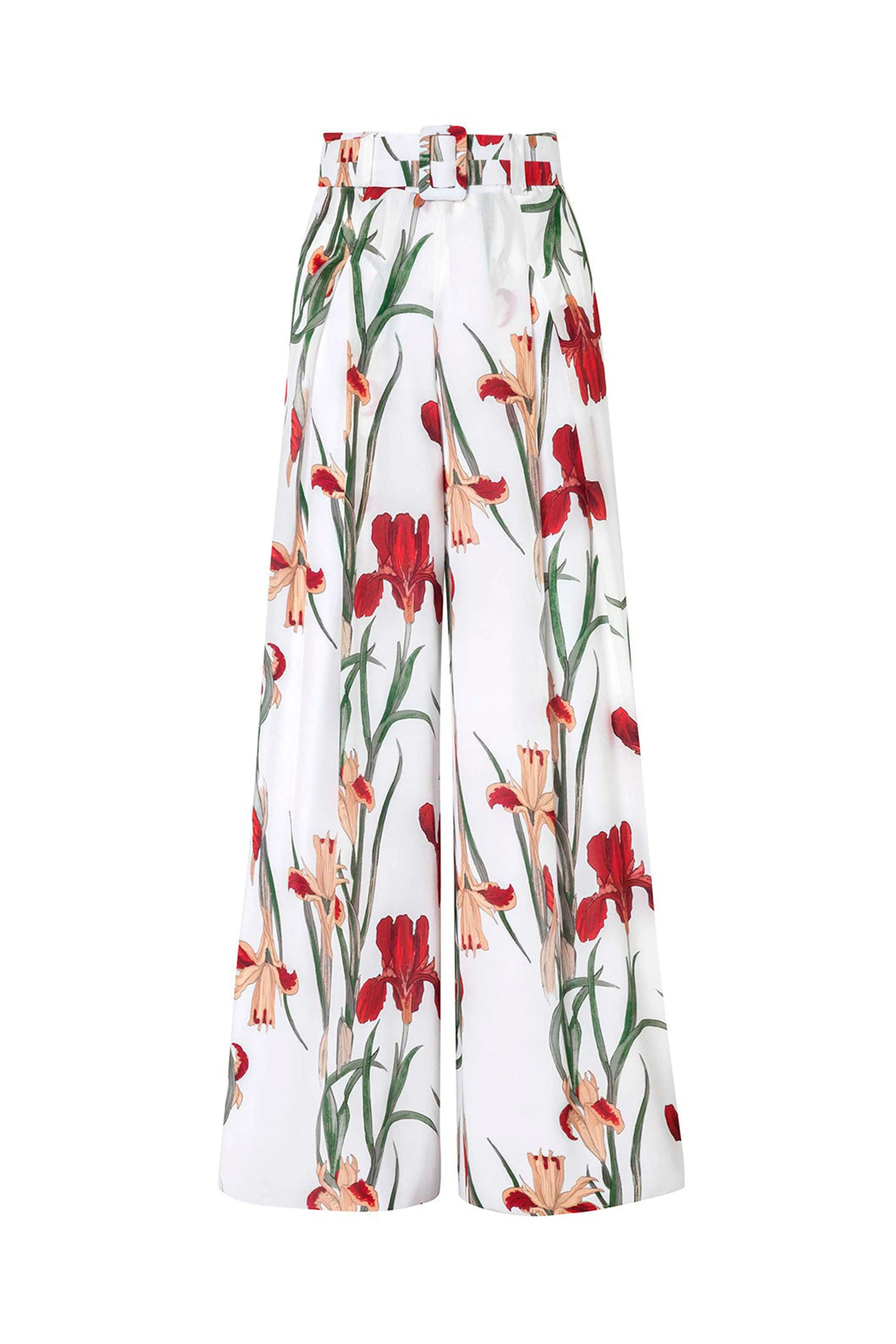 White Flora Palazzo Trousers